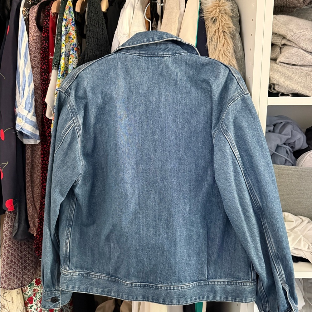 Uniqlo Men's Light Blue Denim Bomber Jacket - Picture 2 of 5